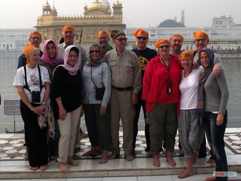 The group at The Golden Temple at Amritsar (heads have to be covered)
